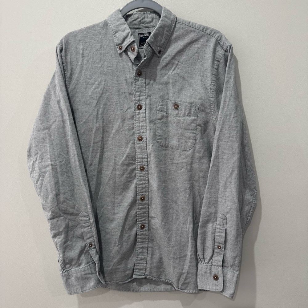 Todd Snyder Size Medium Blue Gray Cotton Wool‎ Button Down